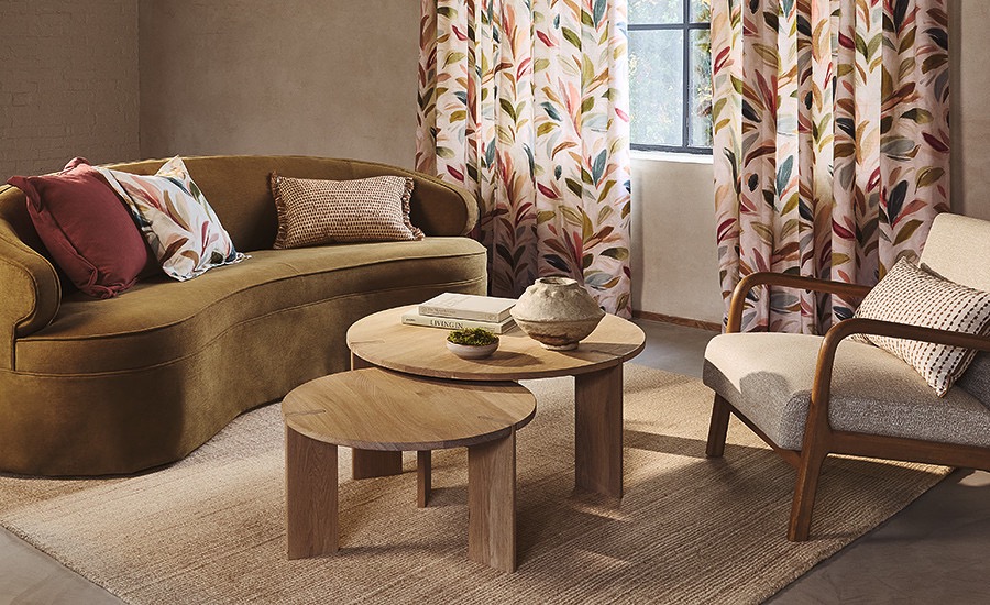 Contemporary interior with curtains